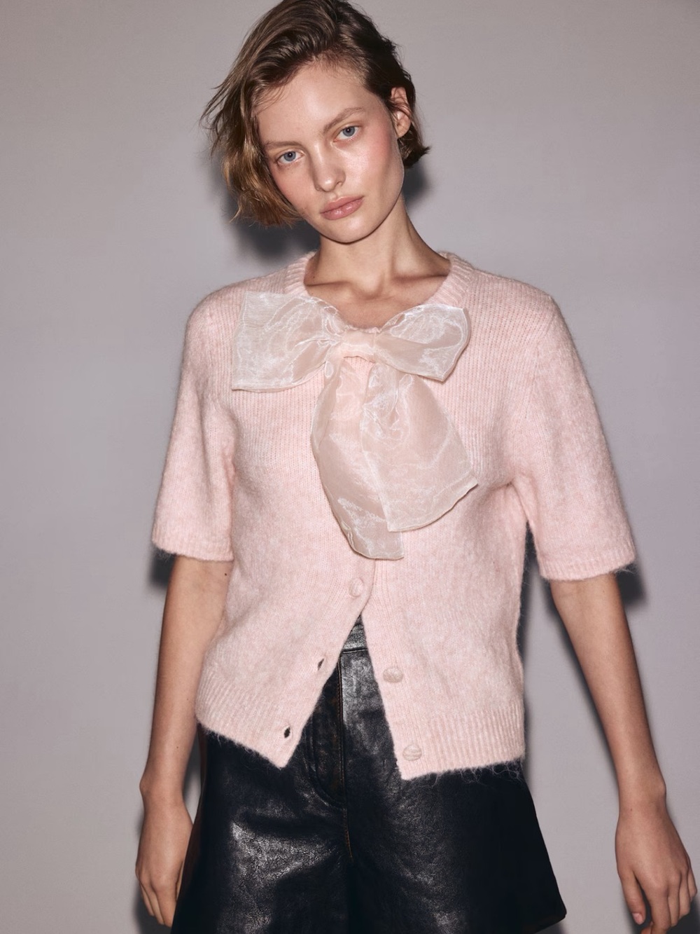 H&M BOW-DETAIL KNIT CARDIGAN